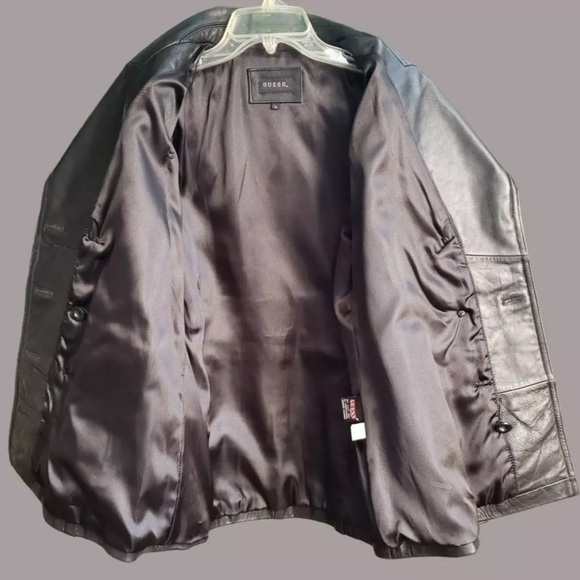 Guess Black Genuine Leather Double Breasted Jacket - Picture 9 of 16